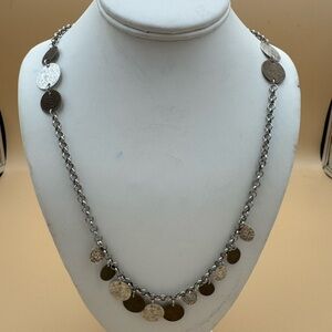 Silver-Tone Disc Charm Necklace with earrings 85